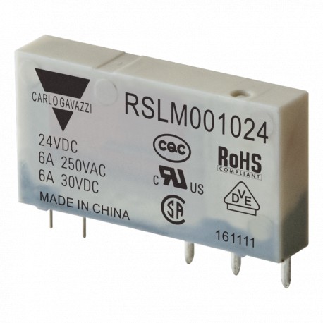 RSLM001024 - RSLM001024 CARLO GAVAZZI Electromechanical relay narrow 5 mm, Amperage 6 A, Voltage coil 24VDC, Configuratio..