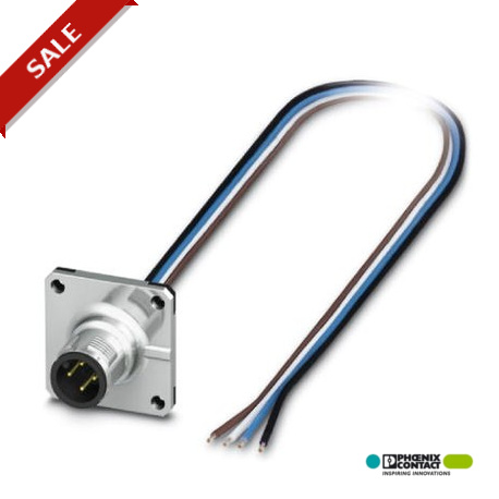 SACC-SQ-M12MS-4CON-25F/0,5 - SACC-SQ-M12MS-4CON-25F/0,5 1419991 PHOENIX CONTACT Sensor/Actuator flush-type plug, 4-pos., M12, A-coded, fr..
