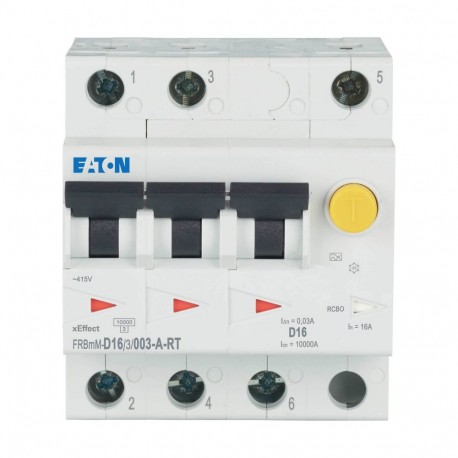 FRBMM-D16/3/003-A-RT - FRBMM-D16/3/003-A-RT 305168 Y7-305168 EATON ELECTRIC Combined Int. FRBMM, 16A, 30mA, D-Curve, 3p, Class A Ri..