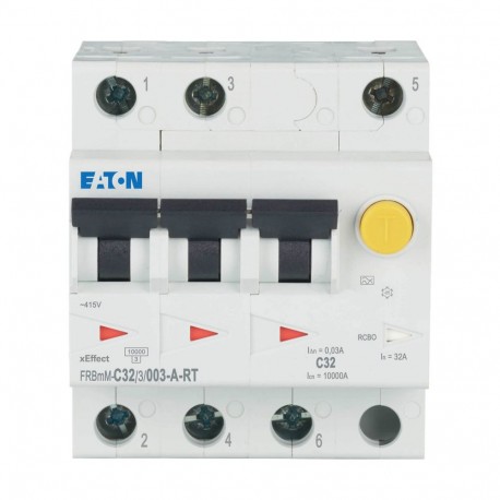 FRBMM-C32/3/003-A-RT - FRBMM-C32/3/003-A-RT 305164 Y7-305164 EATON ELECTRIC Combined Int. FRBMM, 32A, 30mA, C Curve, 3p, Class A Ri..