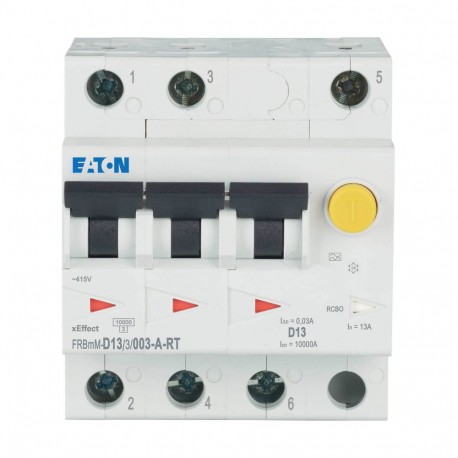 FRBMM-D13/3/003-A-RT - FRBMM-D13/3/003-A-RT 305167 Y7-305167 EATON ELECTRIC Combined Int. FRBMM, 13A, 30mA, D-Curve, 3p, Class A Ri..