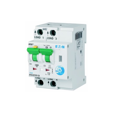 AFDD-6/2/C/001-G/A - AFDD-6/2/C/001-G/A MB-300188 Y7-300188 EATON ELECTRIC Fire Protection Switch, 2p, C, 6 A, 10 mA, Type G/A