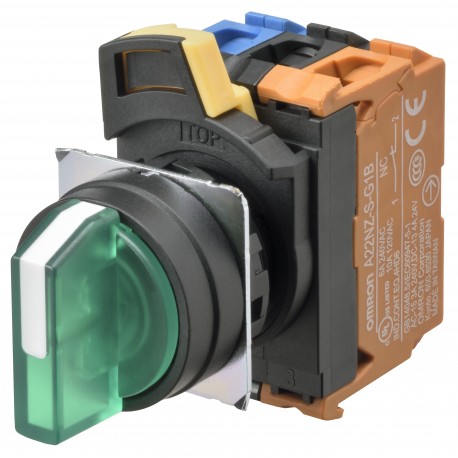 A22NW-2BM-TGA-G101-GE - A22NW-2BM-TGA-G101-GE A2240848E 664648 OMRON Selector A22NW Ø22, 2 position, Lighted, bezel PLASTIC, MANUAL,..