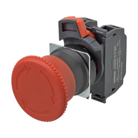 A22NE-M-P212-N - A22NE-M-P212-N A22E0028D 679745 OMRON Push Button 40mm Emergency Swivel IP65 2NC+1NA Push-in+