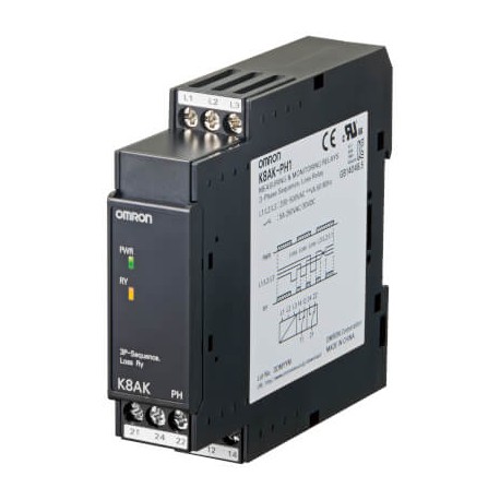 K8AK-PH1 - K8AK-PH1 K8AK0021F 378178 OMRON Three-Phase Sequence+DPDT Phase Loss