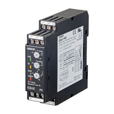 K8AK-PM2 - K8AK-PM2 K8AK0025R 378182 OMRON Three Phase Max & Min Voltage+Sequence+Per Phase 380-480AC 2 SPDT