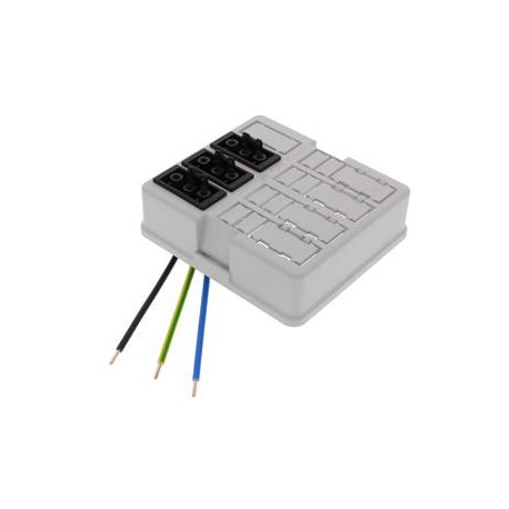 WHK 608SD 2x3p - WHK 608SD 2x3p 10106021 WISKA WHK cover with 2 wired 3P connectors, RAL 7035, IP20, 108x98x44mm