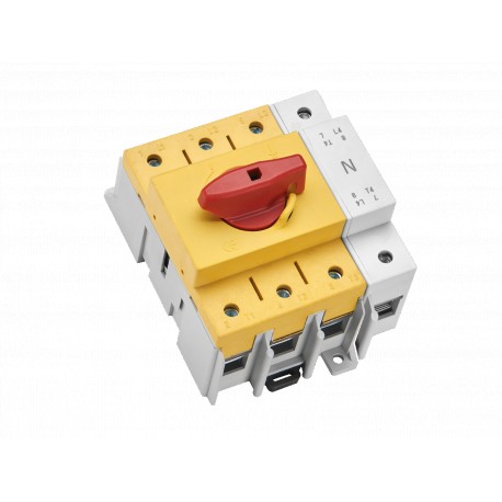 33041 - 33041 WÖHNER Capus Panel, 160A, 3p+N, 50-70mm2 flange terminal, red/yellow lever, SD3-4