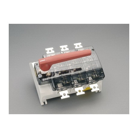 33357 - 33357 WÖHNER Capus, triple cut disconnector, M10 screw, red lever, 630A, board mount