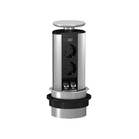 DBV-A3E D2S2K - DBV-A3E D2S2K 6116874 OBO BETTERMANN Deskbox, lowerable for installation in table tops, Aluminium, Anodised,..