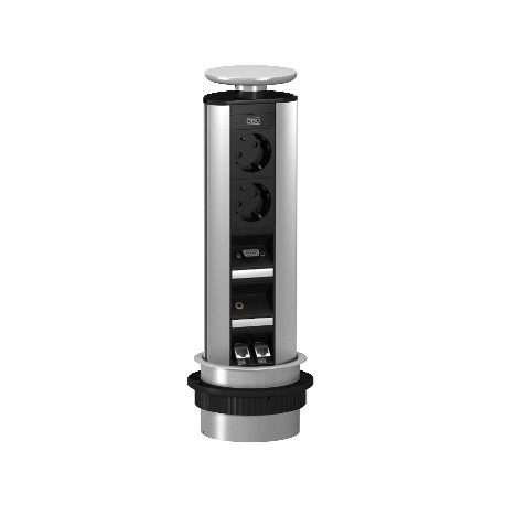 DBV-MA3A D3S2K - DBV-MA3A D3S2K 6116886 OBO BETTERMANN Deskbox, lowerable for installation in table tops, Aluminium, Anodised..