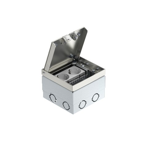 UDHOME2 BV V - GE 2V VO 7368384 OBO BETTERMANN Service outlet, complete with double socket, Brushed and laminated, Stainles..