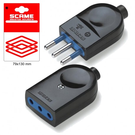 999.12316N - 999.12316N SCAME BLUELINE PLUG/SOCKET 2P+E 10A BL.PACKED