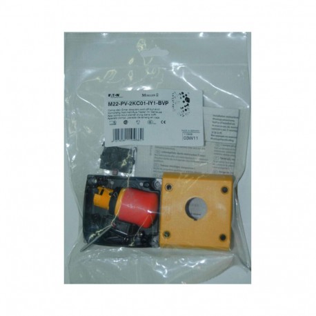 M22-PV-2KC01-IY1-BVP - M22-PV-2KC01-IY1-BVP 110939 Y7-110939 EATON ELECTRIC Emergency stop button in enclosure, complete device