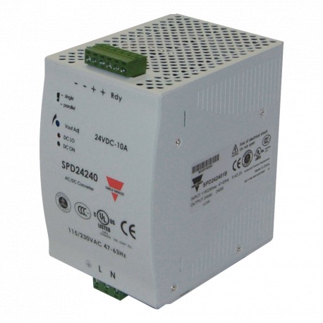 SPD482401 - SPD482401 CARLO GAVAZZI Selected parameters MODEL Din Rail AC INPUT VOLTAGE 93 264V OUTPUT POWER 240W PARALL..
