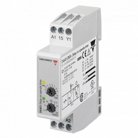 DAA51CM24 - DAA51CM24 CARLO GAVAZZI INPUT RANGE 0,1 s 100 h MOUNTING DIN-rail SIZE 17,5 mm POWER SUPPLY RANGE 24÷240VAC ..