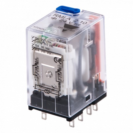 RMIA21024VDC - RMIA21024VDC CARLO GAVAZZI Relay industrial plug-in miniature 2 contacts, coil Voltage 24 VDC, Amps 10 To