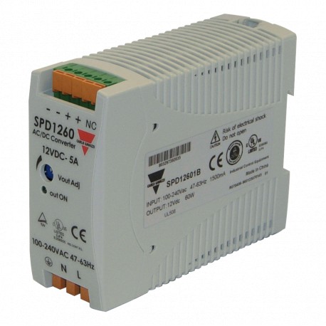 SPD12601B - SPD12601B CARLO GAVAZZI Selected parameters MODEL Din Rail AC INPUT VOLTAGE 85 264V OUTPUT POWER 60W PARALLE..