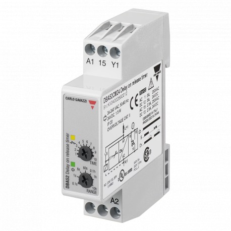 DBA52CM24 - DBA52CM24 CARLO GAVAZZI Selected parameters FUNCTION Delay on release OUTPUT SIGNAL 1 relay Others INPUT RAN..