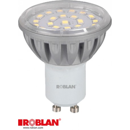 LEDSMD24AW - LEDSMD24AW ROBLAN LED SMD Dichroic GU10 4,5W ALUMINIUM White 24 5050SMD 220V 300Lm