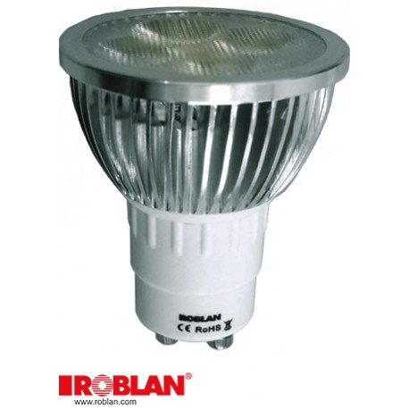LEDGU104X1C60 - LEDGU104X1C60 ROBLAN LED Dichroic GU10 4X1W LED 5W Warm 3000-3500K 330lm 100-240V 60º