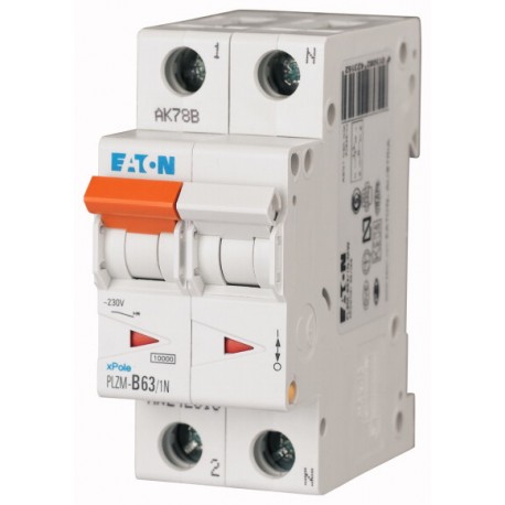 PLZM-D63/1N-MW - PLZM-D63/1N-MW 113161 Y7-113161 EATON ELECTRIC Over current switch, 63A, 1pole+N, type D characteristic