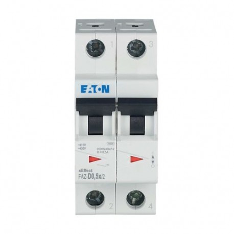 FAZ-D0,5/2 - FAZ-D0,5/2 278767 Y7-278767 EATON ELECTRIC Miniature circuit breaker (MCB), 0.5A, 2p, type D characteristic
