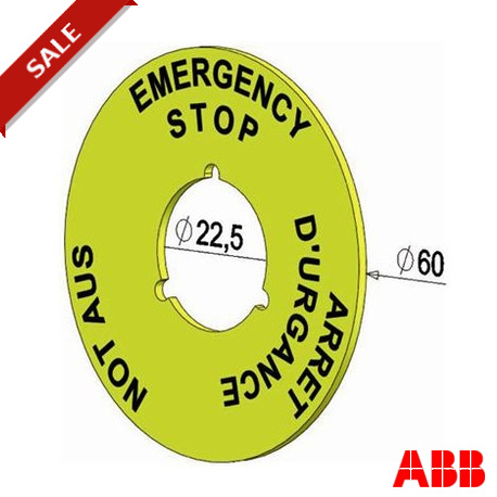 LETRERO - LETRERO 2TLA030054R0600 ABB Emergency Stop Sign EN F D, 22.5mm