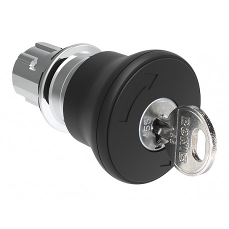 LPSB6842R622E - LPSB6842R622E LOVATO Metallic mushroom lock, unlock by key Ø 40mm Black R622E