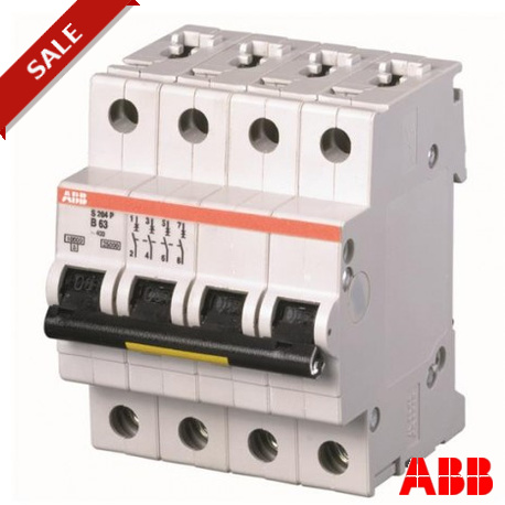 2CDS284001R0634 - S204P-C63 2CDS284001R0634 ABB Miniature Circuit Breaker S200P 4P C 63 A