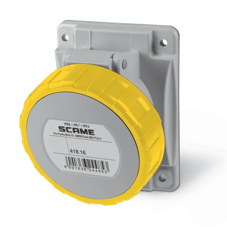 418.1660H - 418.1660H SCAME FLUSH-MNT. SOCKET 2P+E IP66/IP67 16A 4h