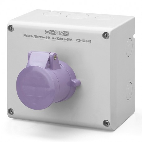 500.M2420 - 500.M2420 SCAME INTERLOCKED SOCKET 2P IP44 16A 20-25V AC