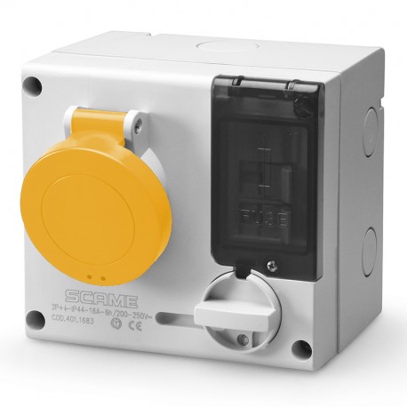 501.M1672 - 501.M1672 SCAME INTERLOCKED SOCKET 3P+E IP44 16A 4h