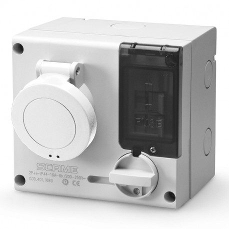 501.M16833 - 501.M16833 SCAME INTERLOCKED SOCKET 2P+E IP44 16A 12h