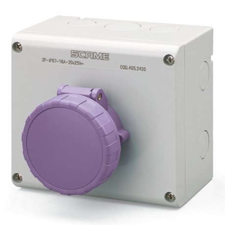 505.M2420 - 505.M2420 SCAME INTERLOCKED SOCKET 2P IP67 16A 20-25V AC