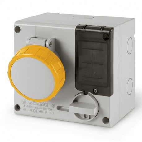 506.M1670 - 506.M1670 SCAME INTERLOCKED SOCKET 2P+E IP67 16A 4h