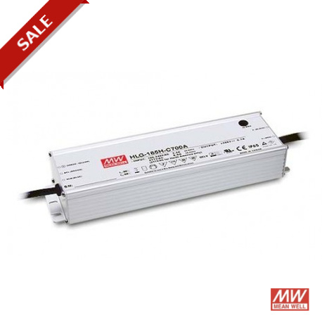 HLG-185H-54D - HLG-185H-54D MEANWELL AC-DC Single output LED driver Mix mode (CV+CC) with built-in PFC, Output 54VDC / 3.45..