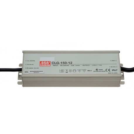 CLG-150-30 - CLG-150-30 MEANWELL AC-DC Single output LED driver Mix mode (CV+CC) with PFC, Output 30VDC / 5A, IP67, cable..