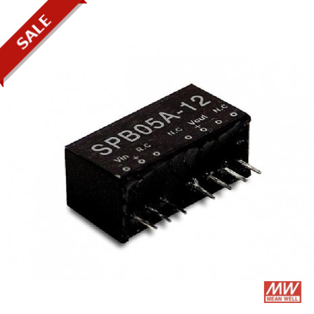 SPB05A-15 - SPB05A-15 MEANWELL DC-DC Regulated Single Output Converter, Output 5VDC / 1A, 1500VDC I/O isolation, SIP pac..