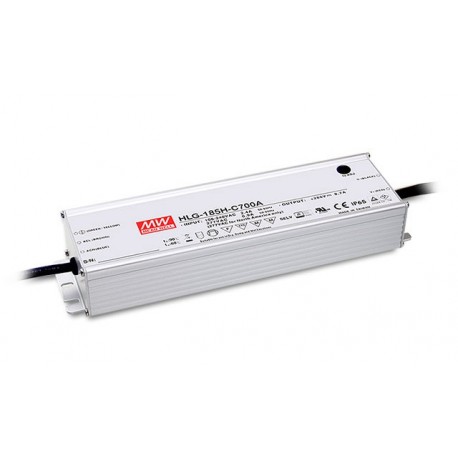 HLG-185H-C700A - HLG-185H-C700A MEANWELL AC-DC Single output LED driver Constant current (CC) with built-in PFC, Output 0.7A ..