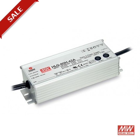 HLG-60H-36D - HLG-60H-36D MEANWELL AC-DC Single output LED driver Mix mode (CV+CC) with built-in PFC, Output 36VDC / 1.7A,..