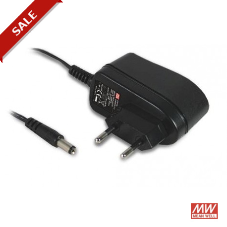 GSM06E07-P1J - GSM06E07-P1J MEANWELL AC-DC Medical wall mount adaptor, Output 7.5VDC / 0.8A, European input plug, EN60601 2..