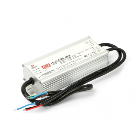 HLG-60H-48B - HLG-60H-48B MEANWELL AC-DC Single output LED driver Mix mode (CV+CC) with built-in PFC, Output 48VDC / 1.3A,..