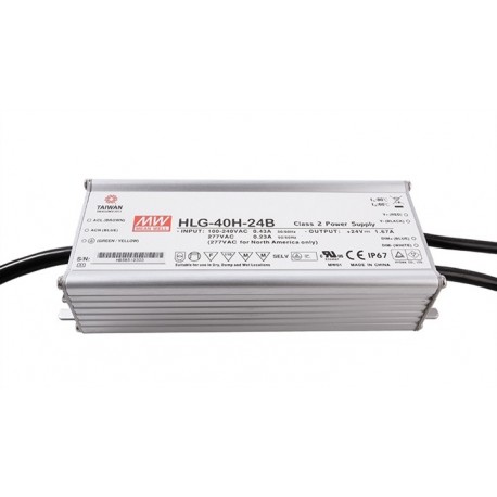 HLG-40H-48B - HLG-40H-48B MEANWELL AC-DC Single output LED driver Mix mode (CV+CC) with built-in PFC, Output 48VDC / 0.84A..