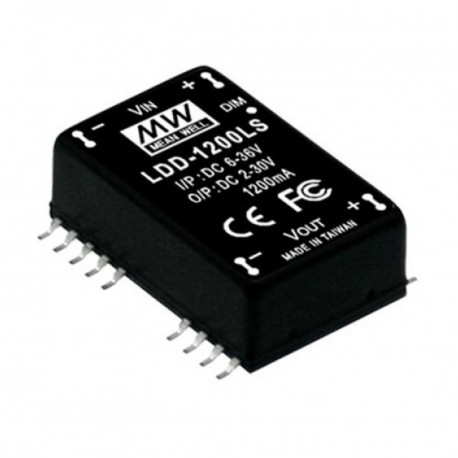 LDD-600LS - LDD-600LS MEANWELL DC-DC Step down LED driver Constant Current (CC), Input 9-36VDC, Output 0.6A / 2-32VDC, P..