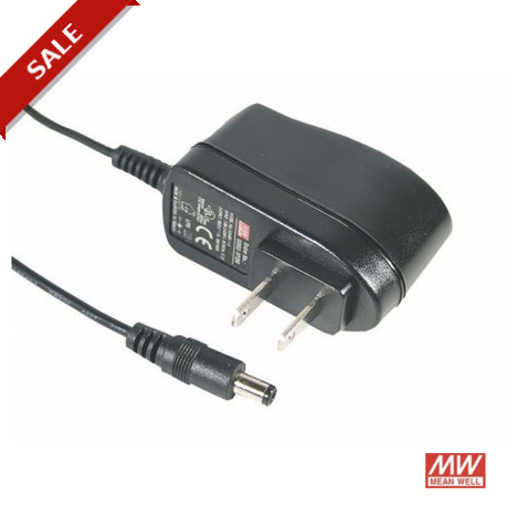 GS06U-8P1J - GS06U-8P1J MEANWELL AC-DC Wall mount adaptor, Output 48VDC / 0.12A, Input USA plug