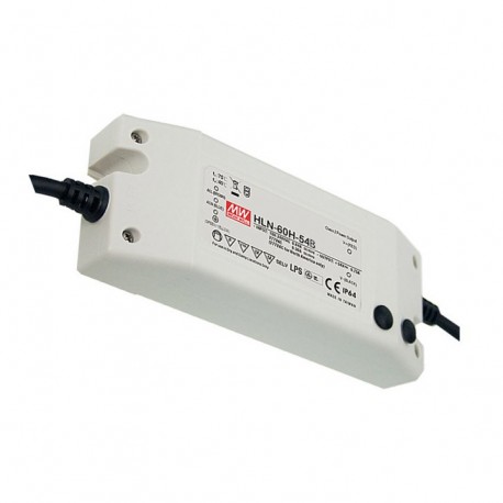 HLN-60H-36B - HLN-60H-36B MEANWELL AC-DC Single output LED driver Mix mode (CV+CC), Output 36VDC / 1.7A, IP64, cable outpu..