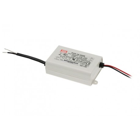 PCD-16-350B - PCD-16-350B MEANWELL AC-DC Single output LED driver Constant Current (CC), Input 180-295VAC, Output 0.35A / ..