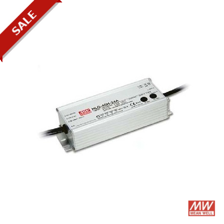 HLG-40H-24D - HLG-40H-24D MEANWELL AC-DC Single output LED driver Mix mode (CV+CC) with built-in PFC, Output 24VDC / 1.67A..