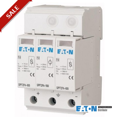 SPPT2PA-600-2+1PE - SPPT2PA-600-2+1PE 132661 Z-D80 EATON ELECTRIC Plug-in surge arrester, 600 V DC, 2+Npole, non-earthed